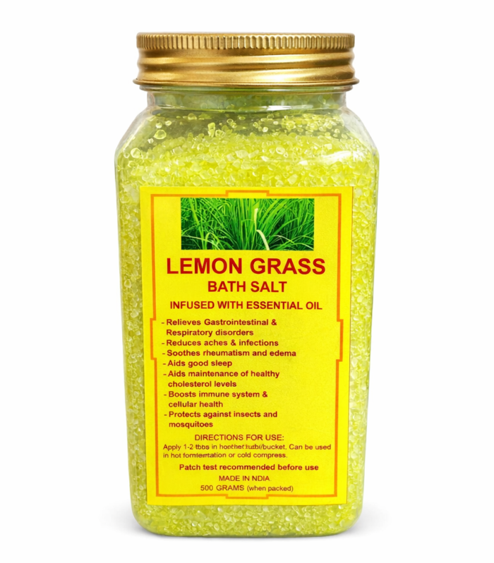 Lemongrass Essential Oil Infused Bath Salt – Natural Detox, Relaxation & Body Revitalization (500 g)