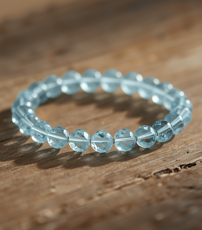Aquamarine Crystal Bracelet for Communication & Calm