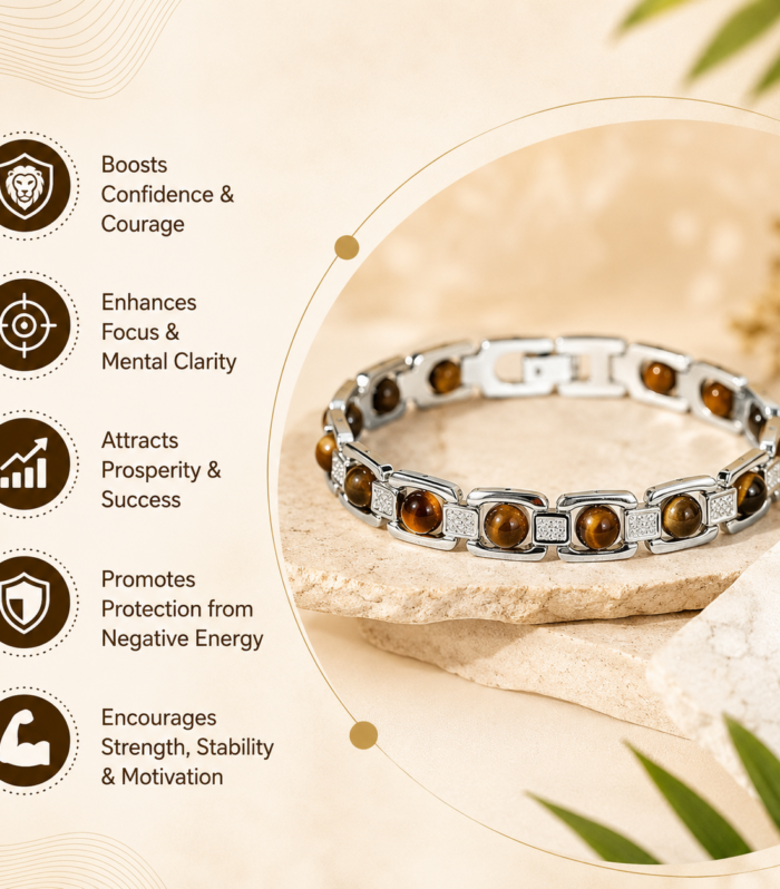Tiger Eye Metal Frame Bracelet
