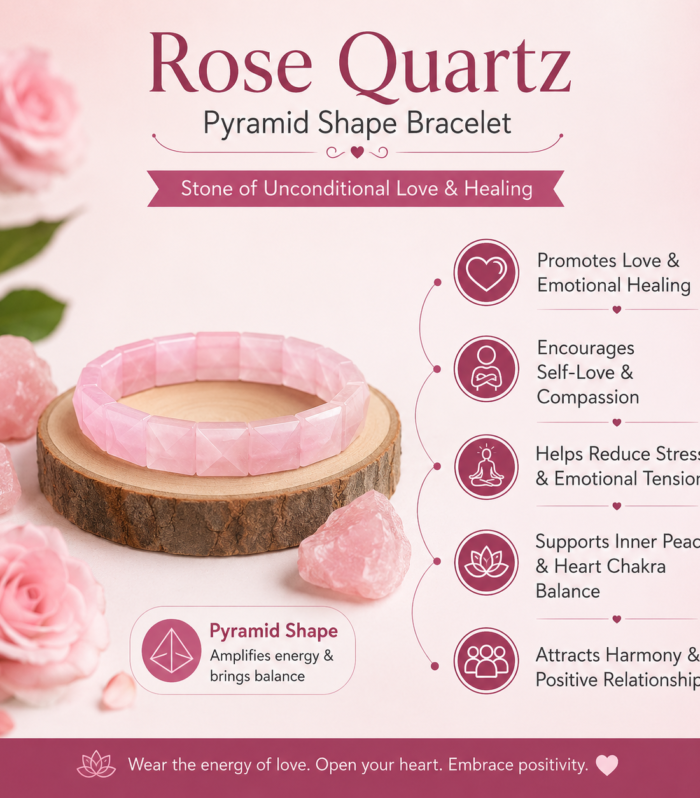 Rose Quartz Pyramid Shape AAA Bracelet