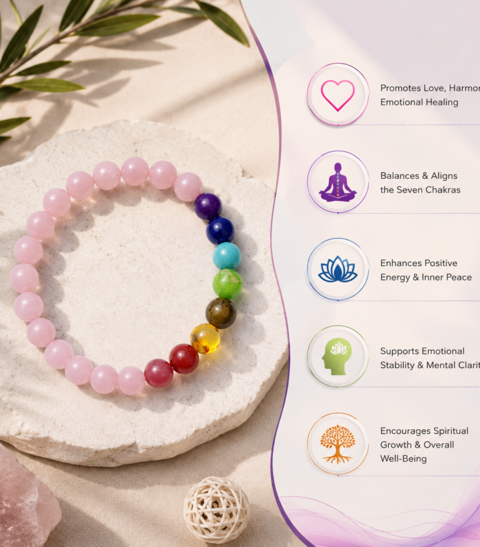 Rose Quartz Bracelet + Seven Chakra Bracelet