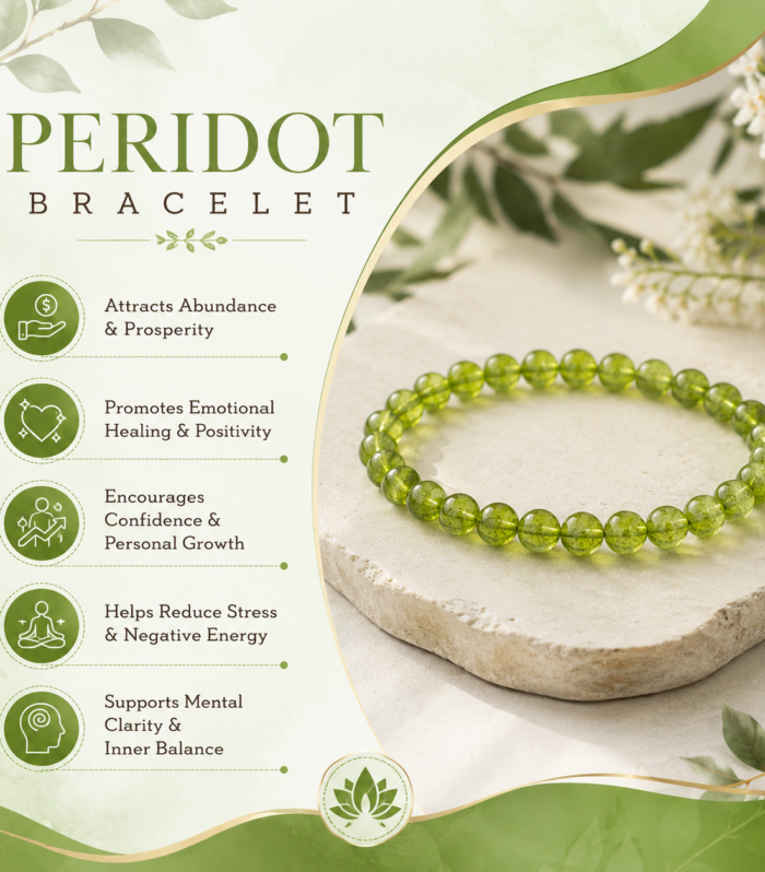 Peridot Stone Of Prosperity Crystal Healing Bracelet