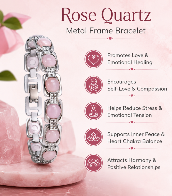 Rose Quartz Metal Frame Bracelet