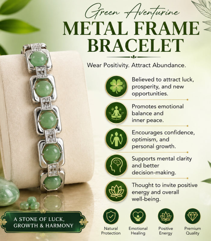 Green Aventurine Metal Frame Bracelet