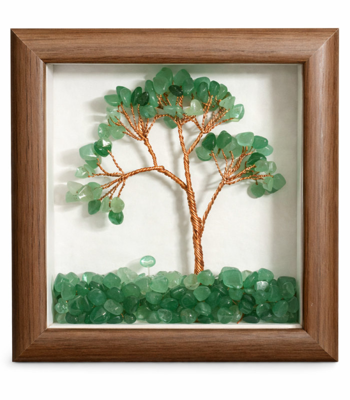 Green Aventurine Crystal Tree Frame – Symbol of Growth, Stability & Positive Flow