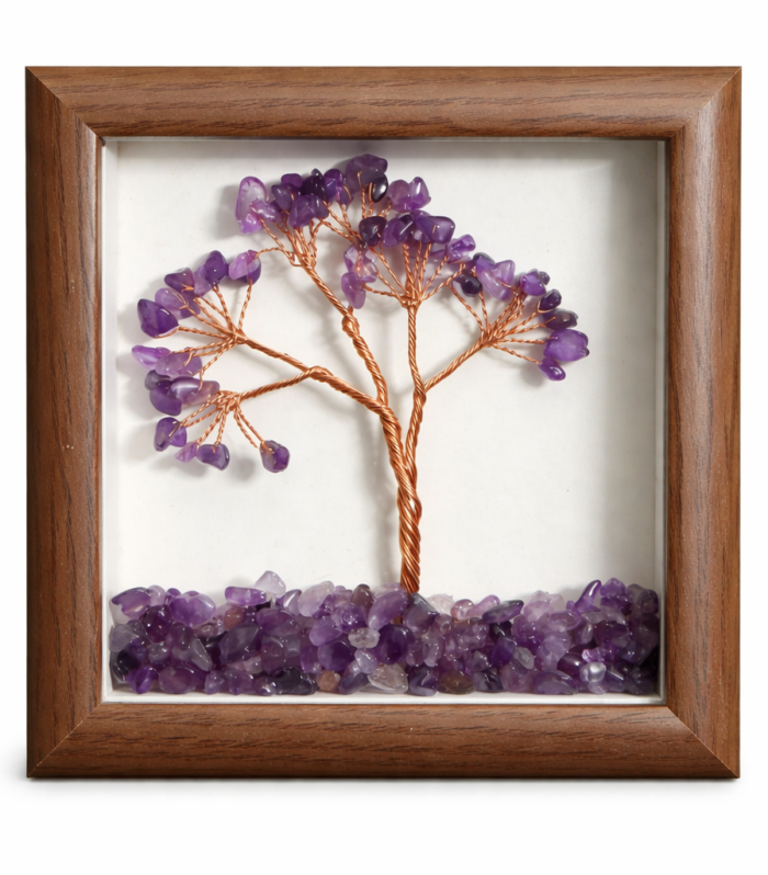 Amethyst Crystal Tree Frame – Symbol of Peace, Protection & Spiritual Awareness