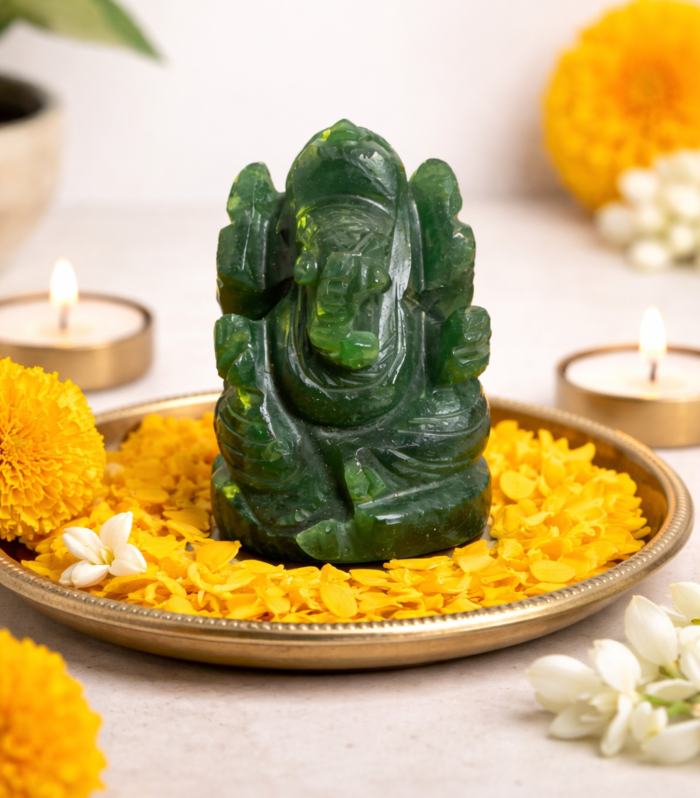 Green Jade Ganpati Small Size