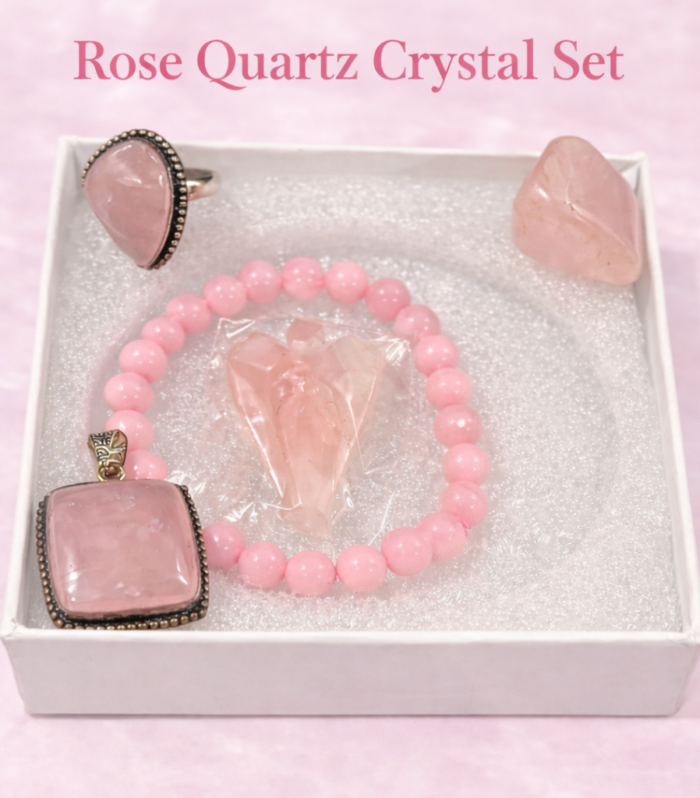 Rose Quartz Crystal Healing Set – Love, Harmony & Emotional Balance