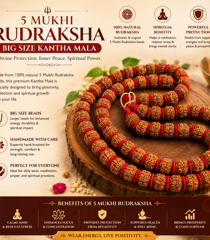 5 Mukhi Rudraksha Big Size Kantha Mala