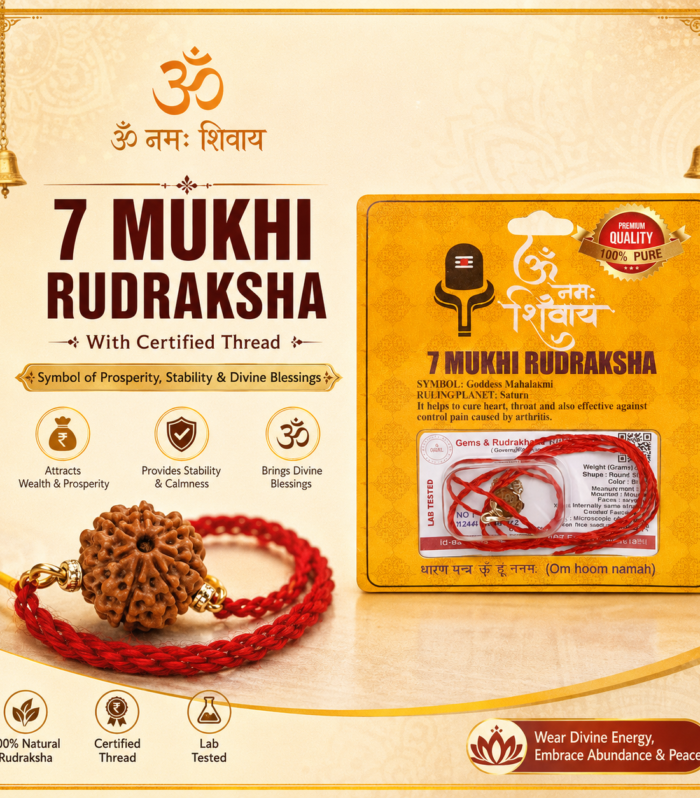 7 Mukhi Rudraksha with Certified Thread – Symbol of Prosperity, Stability & Divine Blessings  (indo)