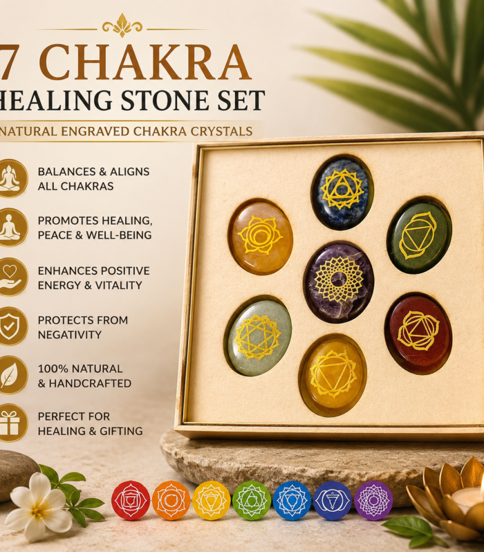7 Chakra Healing Stone Set (Natural Engraved Chakra Crystals)