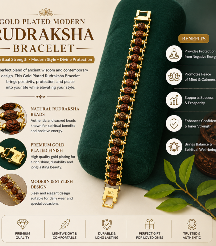 Gold Plated Modern Rudraksha Bracelet