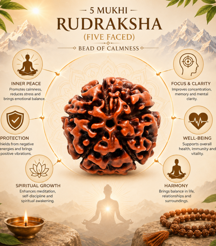 5 Mukhi Rudraksha (Five Faced) – Bead of Calmness, Discipline & Inner Growth (indo)