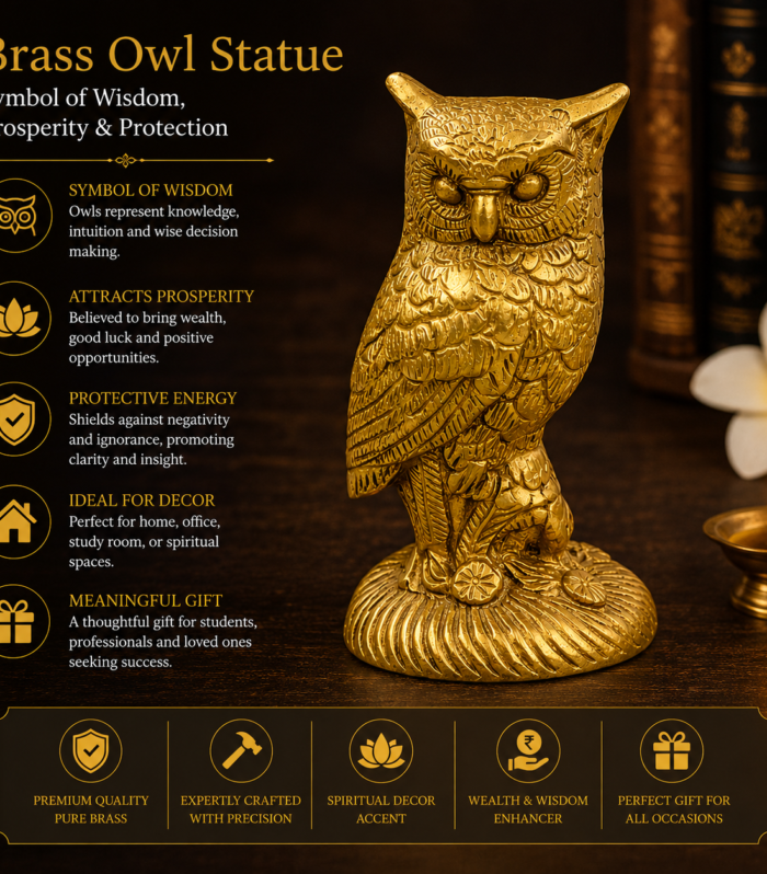 Brass Owl Statue – Symbol of Wisdom, Prosperity & Protection