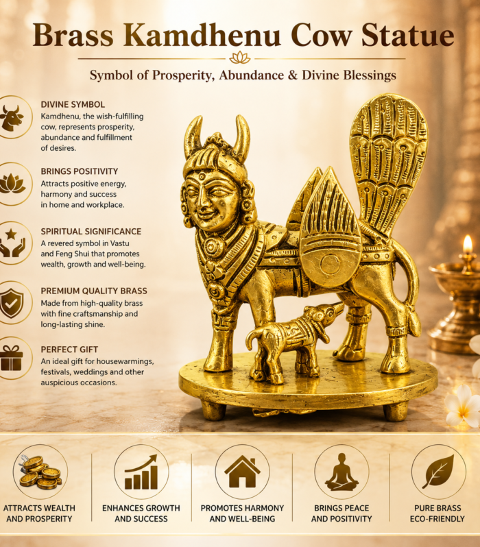 Brass Kamdhenu Cow Statue – Symbol of Abundance & Divine Energy