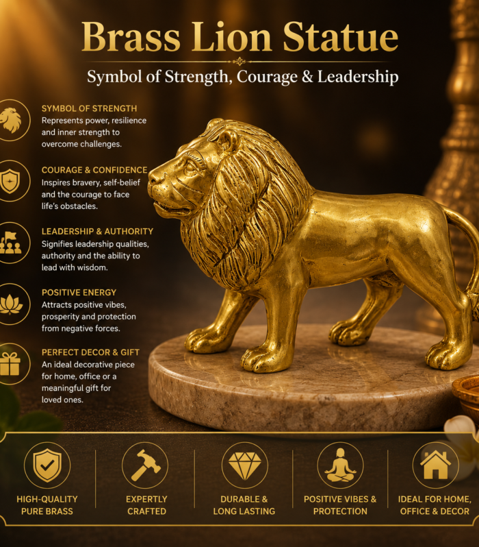 Brass Lion Statue – Symbol of Strength, Courage & Authority