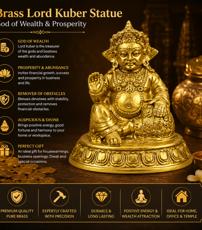 Brass Lord Kuber Statue – God of Wealth & Prosperity