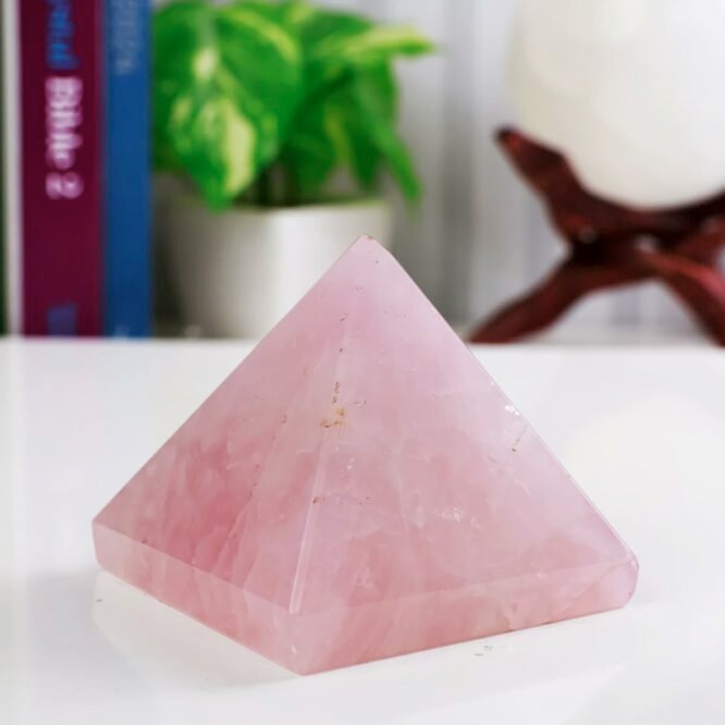 Natural Rose Quartz Pyramid for Healing, Love & Positive Energy