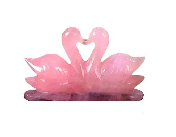 Rose Quartz Swan Pair – Symbol of Love & Harmony