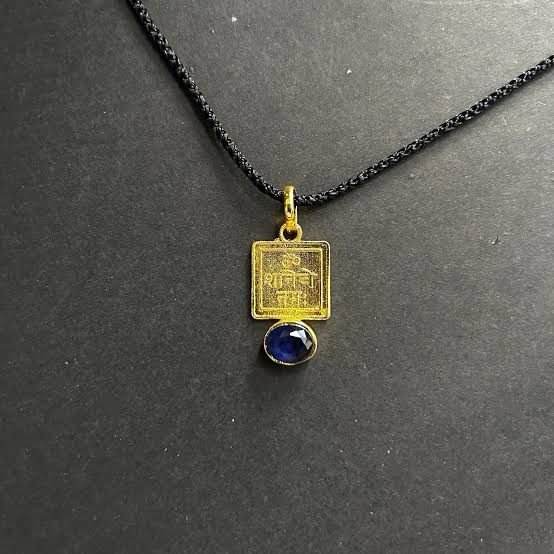 Shani Grah Yantra Pendant with Neelam Stone | Gold-Plated Saturn Remedy Locket for Protection & Stability