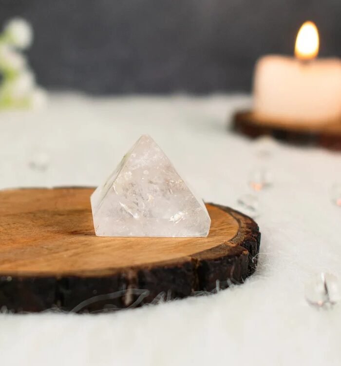 Clear Quartz (Sphatik) Pyramid – Small Size (1 inch)  | Crystal Pyramid for Energy Cleansing, Meditation & Vastu