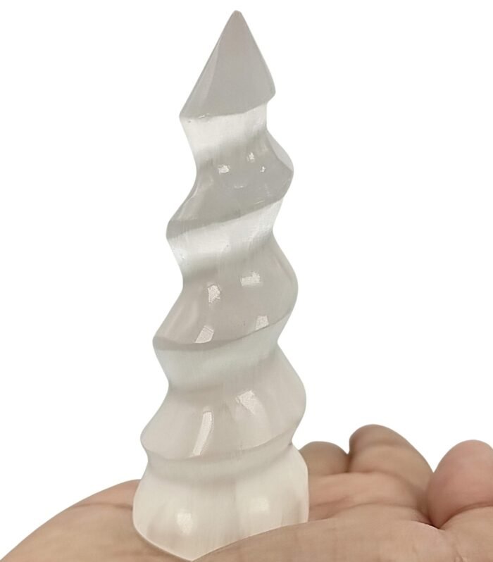 Selenite Spiral Tower (Natural Crystal Wand)