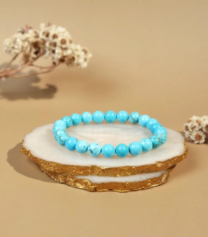 Natural Turquoise (Firoza) Bracelet – 8mm Beads