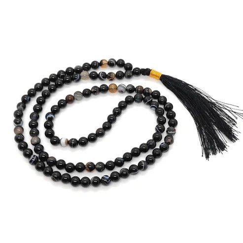 Black Sulemani Hakik Mala | 108 Beads (8 mm) Meditation & Protection Mala