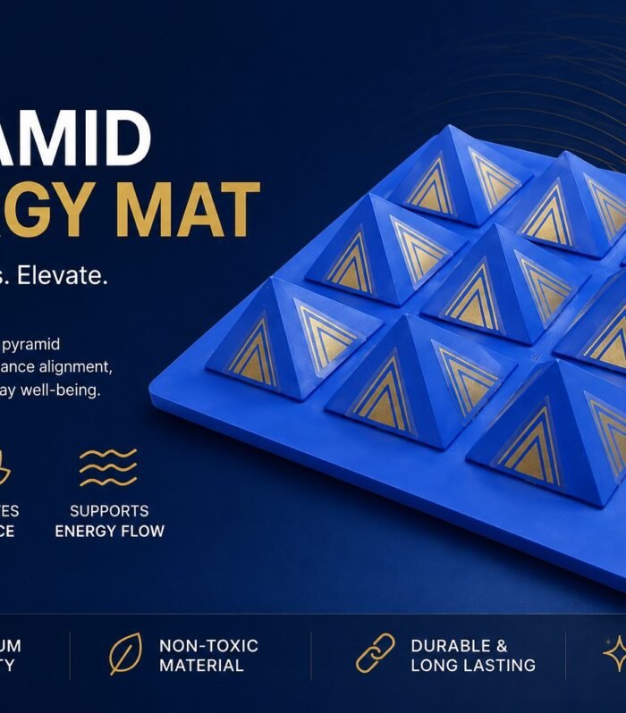 Door Energy Blue Pyramid Grid Mat with Gold Accents