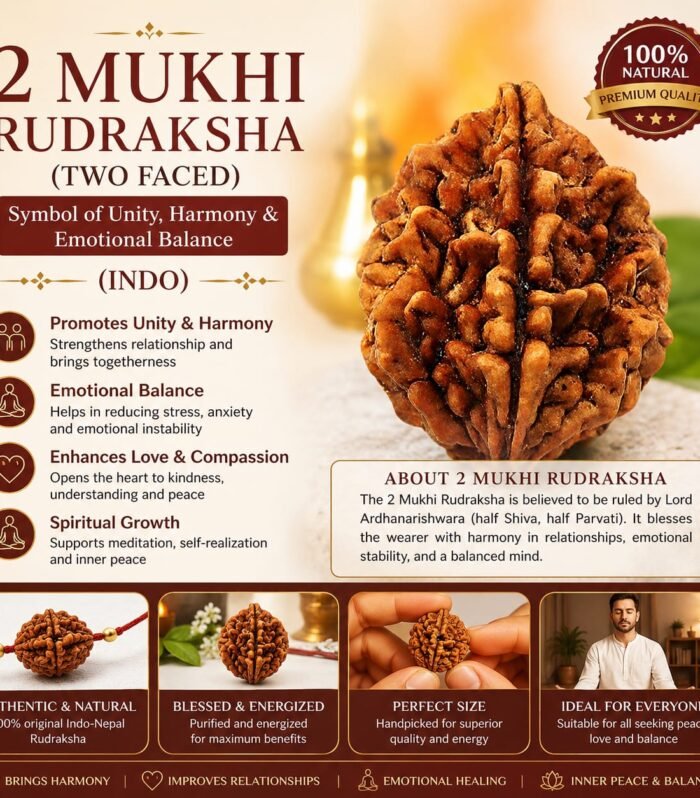 2 Mukhi Rudraksha (Two Faced) – Symbol of Unity, Harmony & Emotional Balance (indo)