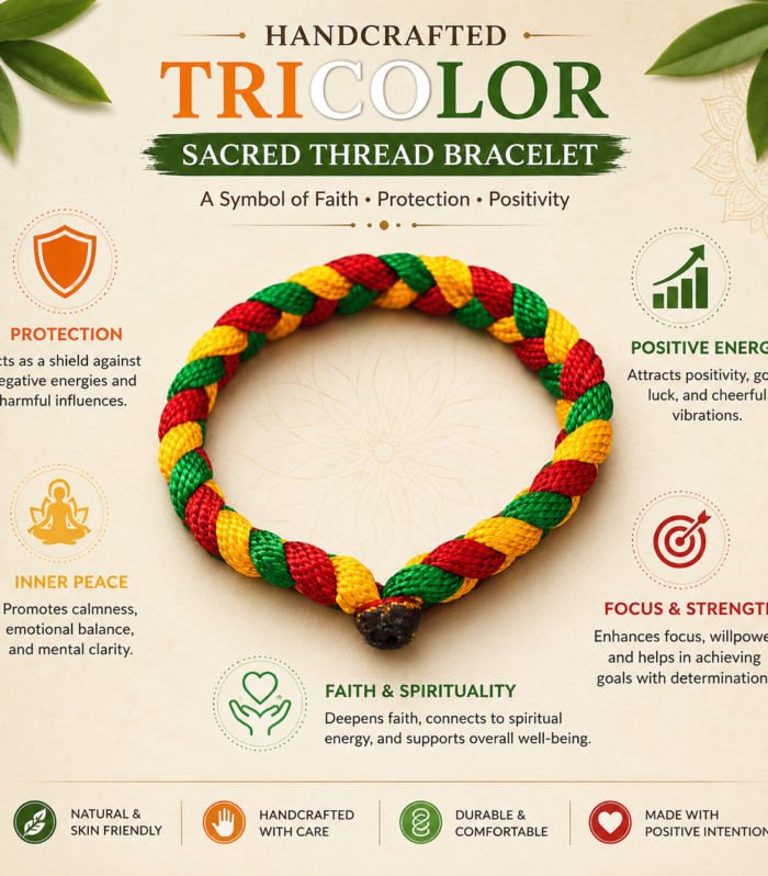 Handcrafted Tricolor Sacred Thread Bracelet – Spiritual Protection Band