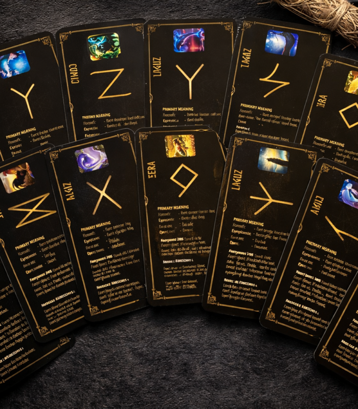 Runic Divination Cards Set | Ancient Rune Symbols Oracle Deck for Guidance & Intuitive Reading