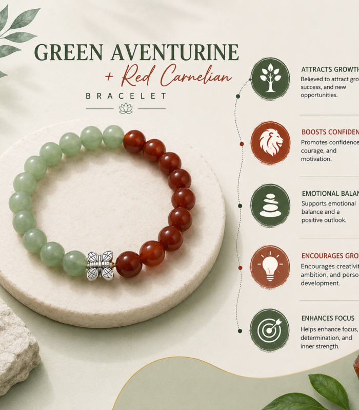 Green Aventurine + Red Carnelian 10mm Bracelet