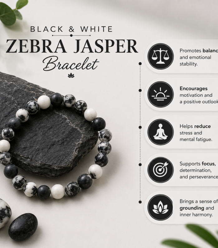 Black and White Zebra Jasper Bracelet