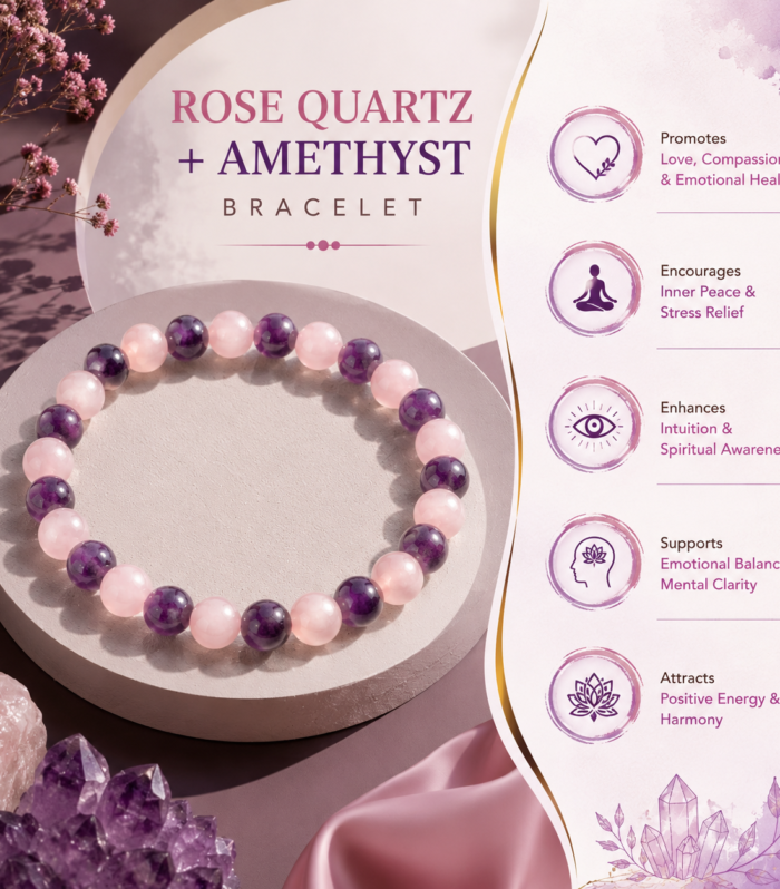 Rose Quartz + Amethyst Bracelet